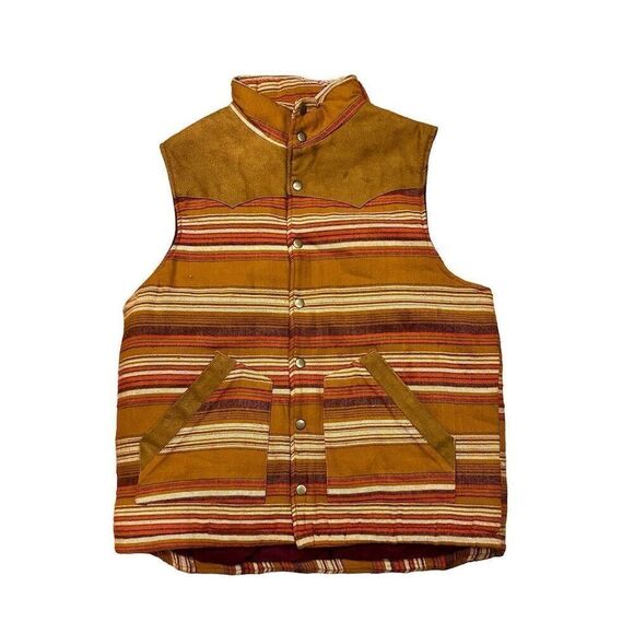 Earthbound Trading Co. Boho western Vest Large Multicolor Striped serape aztec - Picture 1 of 7